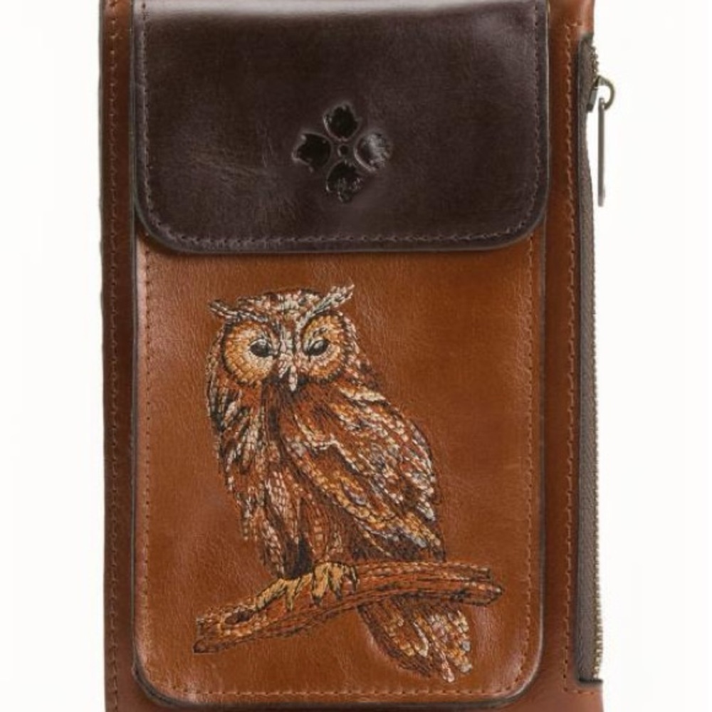 New Patricia Nash Chiavella OWL Embroidered Leather Phone Crossbody - Picture 4 of 8
